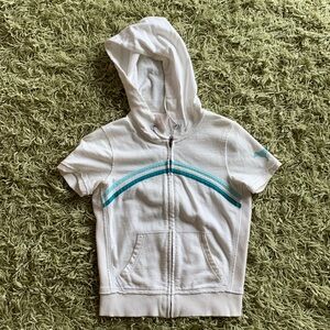 VTG Victoria’s Secret PINK size small white, blue, teal short sleeve zip hoodie
